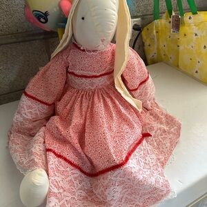 Charming Pink and Cream Stuffed Bunny Toy